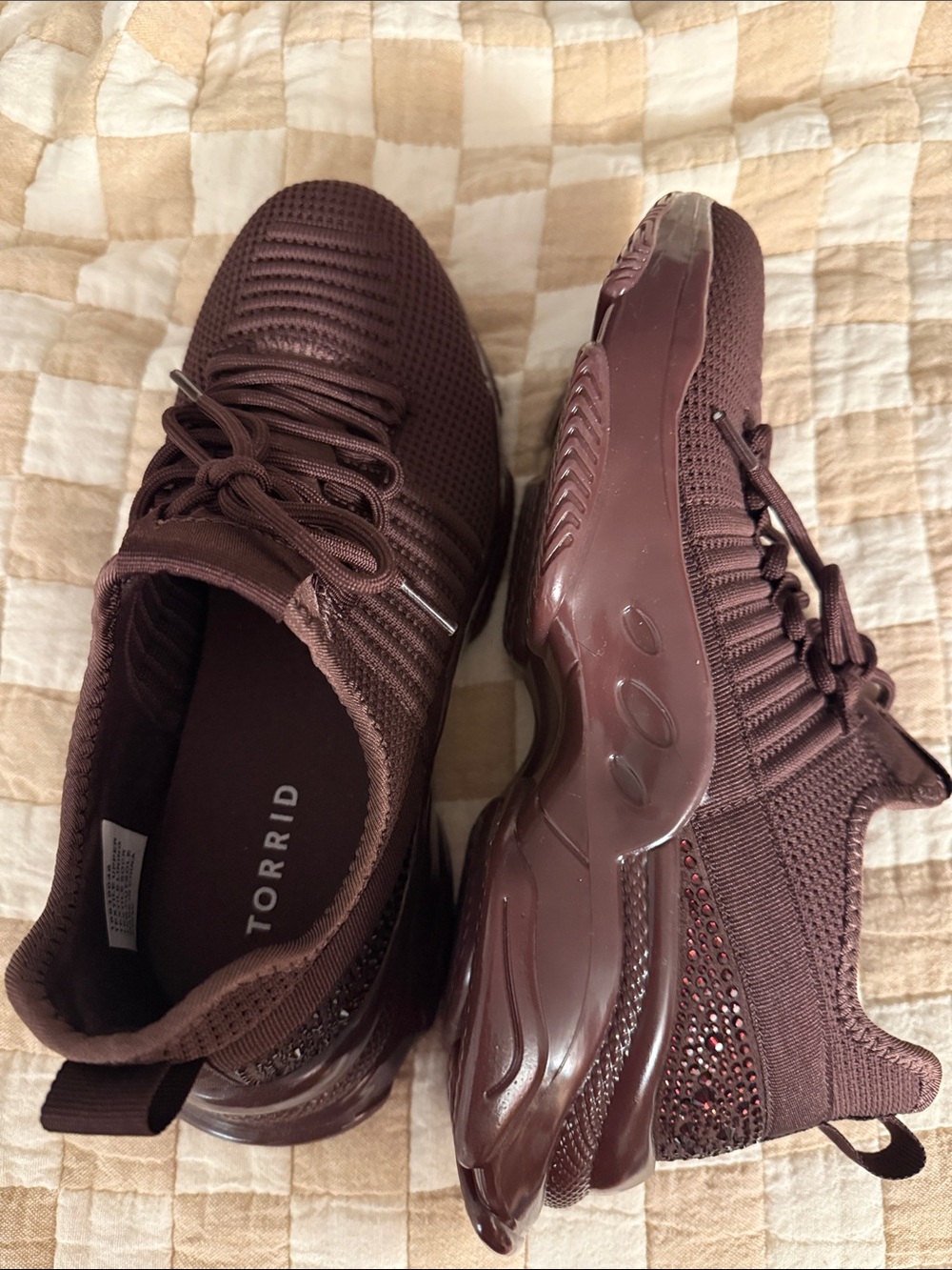 torrid Wine Knit slip-in Sneakers with Rhinestone Detail